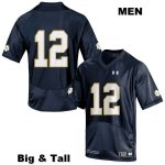 Notre Dame Fighting Irish Men's DJ Brown #12 Navy Under Armour No Name Authentic Stitched Big & Tall College NCAA Football Jersey NKX5599WF